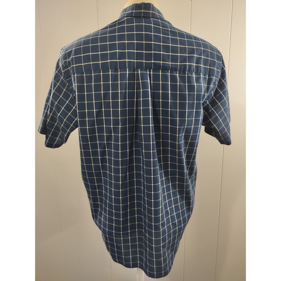 Natural Issue Button Down Shirt Mens M Blue Check Wrinkle Free Short Sleeve Grid - Picture 2 of 9